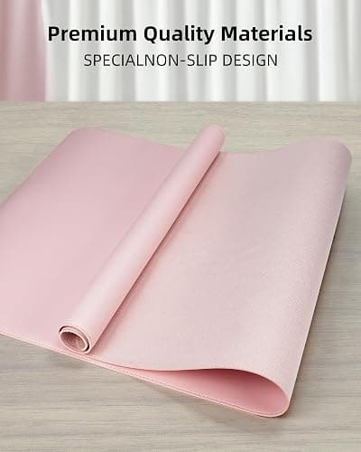 Non-Slip Desk Pad,Mouse Pad,Waterproof PVC Leather Desk Table Protector,Non-Slip PU Leather Desk Blotter, Easy Clean Laptop Desk Writing Mat for Office Work/Home/Decor(Light Pink, 24" x 13.7") thumbnail 4