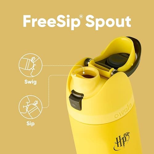 Owala Harry Potter FreeSip Insulated Stainless Steel Water Bottle with Straw, BPA-Free Sports Water Bottle, Great for Travel, 24 oz, Hufflepuff thumbnail 2
