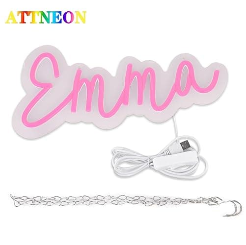 ATTNEON Emma Neon Sign for Wall Decor, LED Name Light for Kids Bedroom, Birthday Party Decor, Size 11.8 * 5.1 inches(JTLD015-8) thumbnail 5
