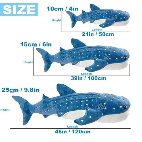 Mukouxun Giant Whale Shark Plush Pillow Toy - Realistic Big Stuffed Animal thumbnail 3