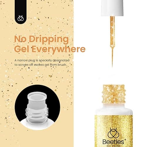beetles Nail Art Liner Gel Polish Set, 4 Pcs Neutral Classic Glitter Reflective Colors Swirl Manicure Design Shiny Gold Silver Black White Decoration Holiday Party Gifts for Women Girls thumbnail 5