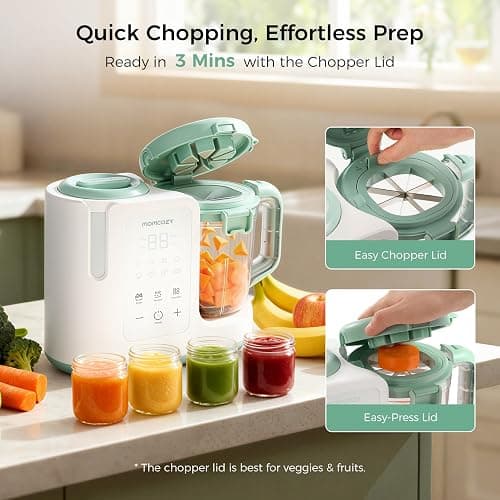 Momcozy AutoMeal Baby Food Maker – One-Step Auto Steam & Blend Food Processor, 15oz Large Cup & 6-Blade Design, Self-Cleaning, Auto 3-Stage Texture Settings for Effortless Homemade Baby Puree thumbnail 7