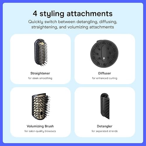 Conair DigitalAire Air Styling System, 4-in-1, Ionic Technology, Dark Blue | Multi-styler tool with 4 attachments, straightener, diffuser, volumizing brush, detangler, maximum temperature of 255°F thumbnail 3