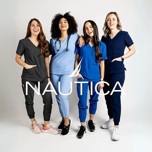 Nautica Women's Scrub Set, 9-Pocket Breathable & Stretchy Pants & Tops thumbnail 7