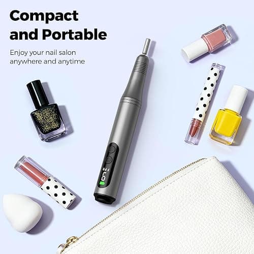 Cordless Electric Nail Drill Kit Professional Portable Electric Nail File Set Machine for Acrylic Gel Nails,Toenail Hand Feet Care,9 Speed with LED Display Ideal Gift for Men and Women-DeepGrey thumbnail 8