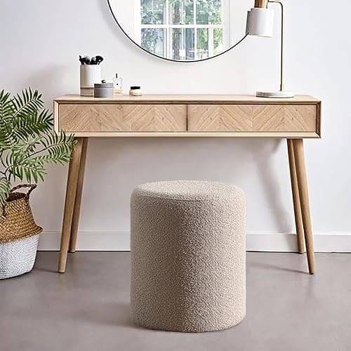 Get Set Style Modern Round Ottoman with Soft Padded Seat, Multifunctional Vanity Stool for Makeup, Upholstered Footrest Stool Ottoman Foot Stool for Living Room, Bedroom thumbnail 4