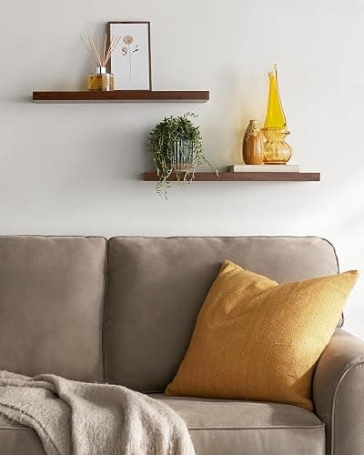 BAYKA Floating Shelves, 22.5 inch Rustic Wood Wall Shelves for Bathroom，Bedroom, Living Room, Kitchen & Book, Hanging Display Decor Organization Shelf with 22 lbs Capacity (Rustic Brown) thumbnail 4