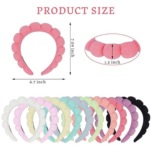 RAISEY 10 Pcs Spa Headband Bulk for Women Makeup Sponge Headband Puffy Hair Band for Washing Face Women Girls (Terry Cloth) thumbnail 2