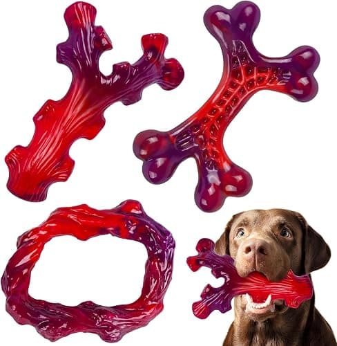(3 Pack) Frienhund red heavy-duty dog chew toys  - Image 1
