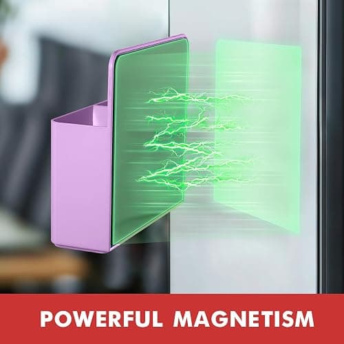 BEYGORM 2 Pack Plastic Magnetic Pen Holder for Refrigerator, Dry Erase Marker Holder for Whiteboard，Magnet School Locker Organizer Accessories, Pencil Cup, Pen Caddy, Classroom Organization(Purple) thumbnail 3