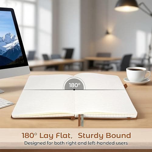College Ruled Notebook, 5 Pack A5 Hardcover Leather Notebook for Work, Lined Notebook Journal for Women, Men, 100GSM Thick Paper, Large Notebook with Pockets, Professional Business Notebook, 5.7"x8.5" thumbnail 3
