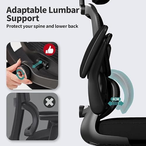 TRALT Office Chair Ergonomic Desk Chair, 330 LBS Home Mesh Office Desk Chairs with Wheels, Comfortable Gaming Chair, High Back Office Chair for Long Hours (Black) thumbnail 4