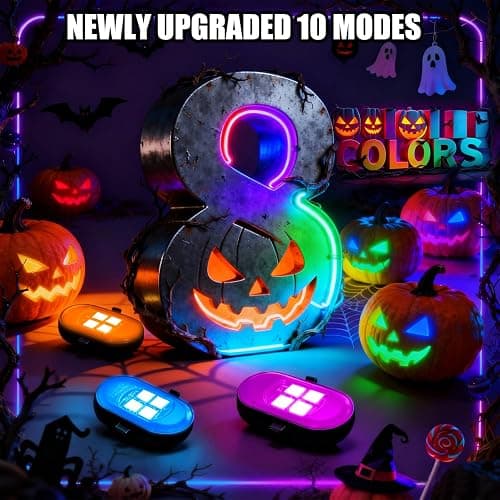 Upgraded Wireless LED Lights for Car, Rechargeable Interior Car Lights with 8 Colors Brightness Adjustable, 12H Battery Life, Remote Control, Mini Strobe Lights for Vehicle Motorcycle Bike Decor thumbnail 8
