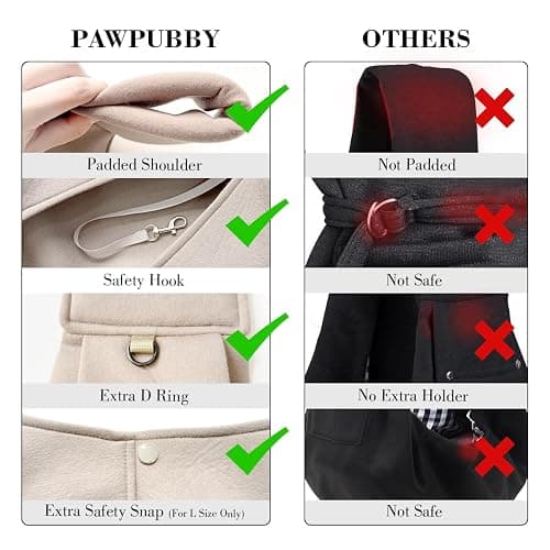 PAWPUBBY Dog & Cat Carrier Sling, Adjustable Soft Padded Shoulder Puppy Carrier, Hands-Free Dog Carrier Bag with Double Safety Buckles Premium Material for Outdoor Travel (Apricot, M) thumbnail 3