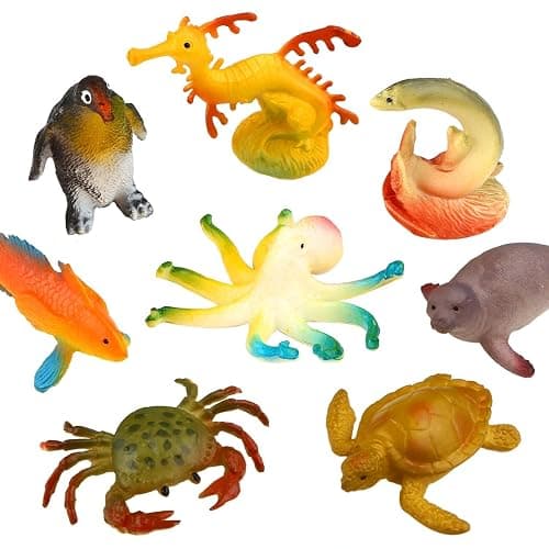 Funcorn Toys Ocean Sea Animal, 52 Pack Assorted Mini Vinyl Plastic Animal Toy Set, Realistic Under The Sea Life Figure Bath Toy for Child Educational Party Cake Cupcake Topper,Valentines Day Gift thumbnail 5