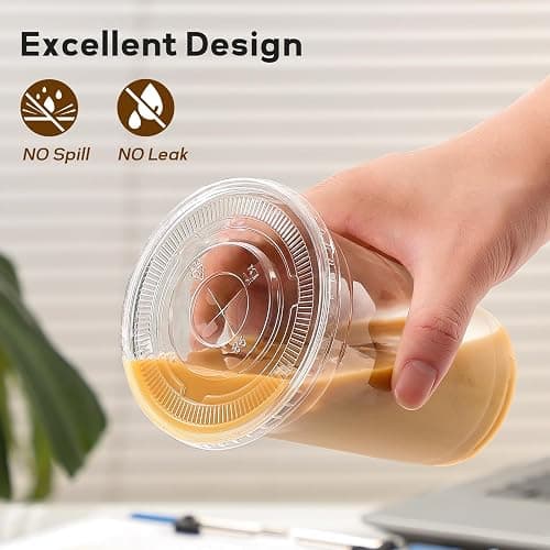 AOZITA 25 Pack - 16 oz Plastic Cups with Lids and Straws, Clear Iced Coffee Cups with Lids, Disposable Cups with Lids for Cold Drinks, Iced Tea, Milkshakes, Smoothies - Durable & BPA Free thumbnail 5