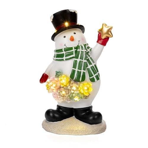 GIGALUMI Solar Snowman Christmas Decorations Outdoor Porch 9 inch, Outdoor Snowman Christmas Decor, Christmas Figurines and Statue with LED for Porch Garden Patio, Unique Gifts for Mom Grandma thumbnail 9