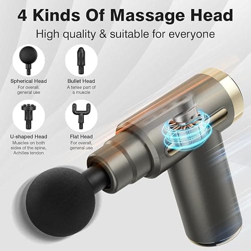 cotsoco Mini Handheld Massage Gun, Massage Gun with 6 Speeds, Cordless Muscle Massager with 4 Heads,Type-C Charging, Travel Size, Best Gifts-Grey thumbnail 3