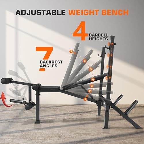 OPPSDECOR Weight Bench Set, Fast Folding Workout Bench with Squat Rack Leg Extension & Leg Curl, Adjustable Back/Barbell Rack for Bench Press Strength Training, Flat Incline Decline Gym Bench thumbnail 2