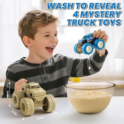 IJIGU Monster Truck Toys for 3 4 5 6 7 Year Old Kids, Wash to Reveal Monster Trucks for Toddlers, 4 Pack Toy Trucks with Realistic Mud Paint, Ideal Christmas, Birthday Gifts for Boys Grils thumbnail 5