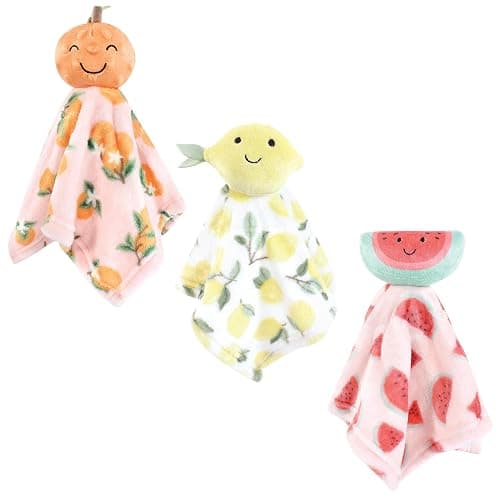 Hudson Baby Infant Girls Animal Face Security Blanket, Fruits, One Size - Image 1