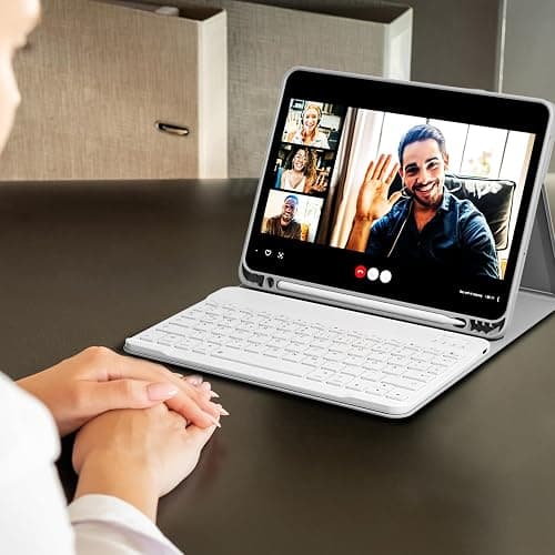 GKABXY Hülle mit Tastatur für iPad Air 11 Zoll 2025 2024 (M3/M2), iPad Air 5 4 2022/2020 10,9 Zoll, Soft TPU Rückschale mit Stifthalte, magnetisch Abnehmbare Folio Tastatur hülle, Grau thumbnail 8