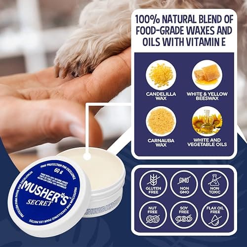 Musher's Secret All-Natural Dog Paw Balm, All-Season Paw Protector, 60g | Moisturizing paw balm for dogs, protects from hot pavement, ice and rough terrain, invisible barrier, all-season paw care thumbnail 2