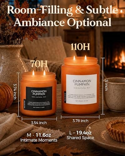 M&Sense Scented Candles Cinnamon Pumpkin Non Toxic Fall Aromatherapy | 11.6Oz Natural Soy Wax 70H Classic Pumpkin Spice Creamy Sweetness Fall Candles for Halloween Party Autumn Table Centerpiece thumbnail 4