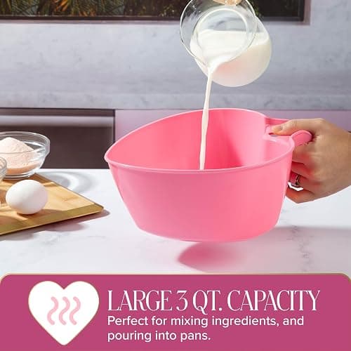 Paris Hilton Heart Bowl & Colander Set, Nesting 2-Piece Design with 3-Quart Capacity, Dishwasher Safe, Made without BPA, Pink thumbnail 3