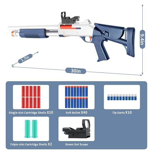Toy Gun Models Foam Blasters (33-Inch) Soft Bullet Shotgun,Empty Shell Ejecting Design [with10 Shell 40 Soft Darts] Perfect for Indoor and Outdoor Play thumbnail 4
