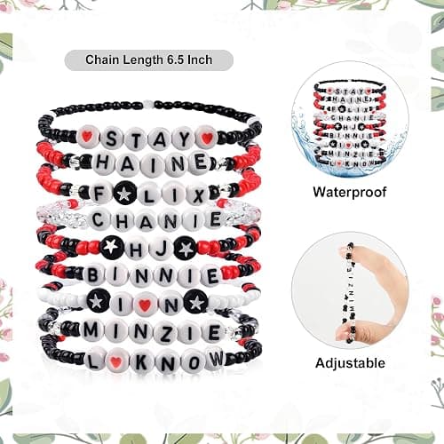 KKUHTY 9PCS Stray Merch Stay-Inspired Beaded Bracelets Set – Adjustable SKZ Merch Friendship Bracelets, Fandom Stray Jewelry Gifts for Concerts & Everyday Wear thumbnail 2