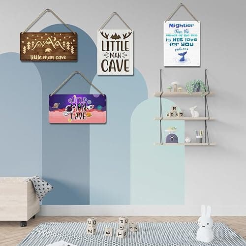 Little Man Cave Sign Woodland Nursery Wall Decor for Baby Boys Rustic Bear Forest Animal Wood Signs, Nursery Room Decor for Boys Bedroom Farmhouse Sign Wooden Wall Art 12x6 Inch thumbnail 5