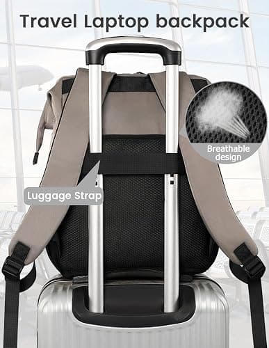 Laptop Backpack for Women,Stylish Doctor Nurse Teacher Work Travel Backpack for 15.6 Inch Laptop with RFID Anti-theft USB Charging Port College Purse Business Computer Bookbag Grey Black thumbnail 6