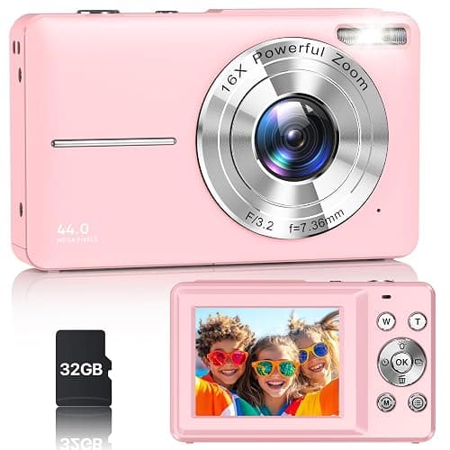 Digital Camera, Latest FHD 1080P Digital Camera for Teens with SD Card Anti Shake Point and Shoot Cameras Portable 16X Zoom Compact Small Cameras for Kids Boys Girls Seniors with Wrist Strap - Image 1