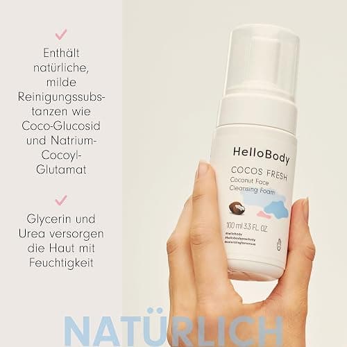 HelloBody COCOS FRESH Milder Reinigungsschaum (100 ml) – Facial Cleanser für trockene Haut – mit Moor-Extrakt und Kokosduft – Sanfte und gründliche Gesichtsreinigung für eine gepflegte Haut thumbnail 4