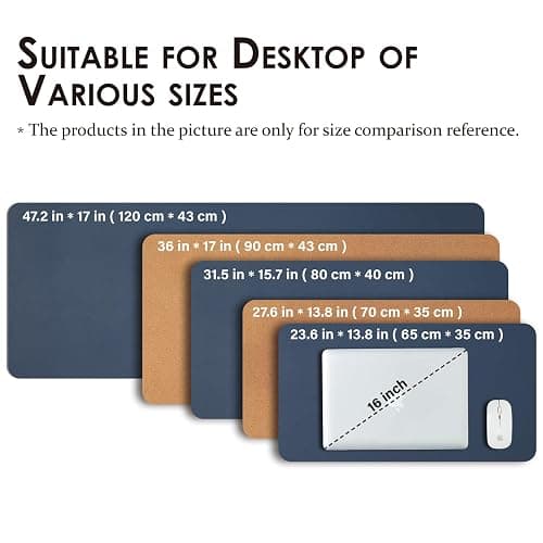 Cork Desk Mat - Dual-Sided Desk Pad for Office and Home - Desk Organization and Accessories - Ideal for Large Mouse Pad and Desk Mats on Top of Desks(Dark Blue,90cmx 43cm) thumbnail 5
