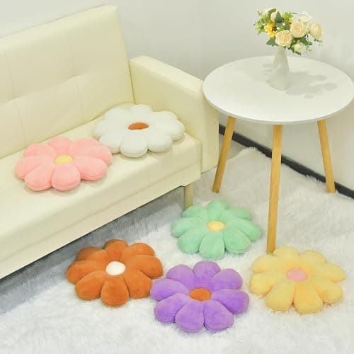JZNEXD 2 Pcs Flower Throw Pillow Set for Teen Girls Bedroom Preppy Room Decor Aesthetic, Cute Daisy Decorative Preppy Throw Pillows for Bed Sofa Chair Home Decor (Pink & White) thumbnail 7