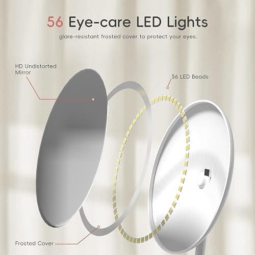Yls Rechargeable Lighted Makeup Mirror with 1x/10x Detachable Magnification, Vanity Mirror with 3 Color Adjustable Lighting,Qi-Enabled Charging,and 360 °Rotating Design thumbnail 9