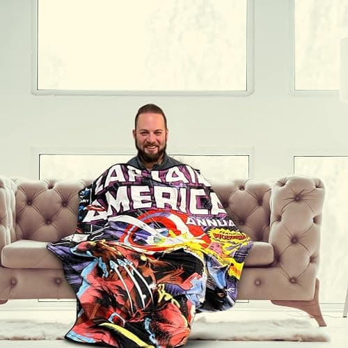 Marvel Legends Captain America x Wolverine Dual Danger Exclusive Fleece Softest Comfy Throw Blanket for Adults & Kids | Measures 60 x 50 Inches thumbnail 2