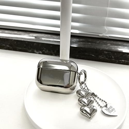inewateri Compatible for AirPods 4 Case Soft TPU with Cleaner Kit Cute Silver Fashion Buckle Pendant Aesthetics Design Shockproof Cover for Girls Woman for Airpods 4-Silver thumbnail 3
