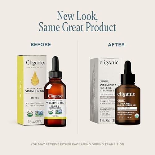 Cliganic Organic Pure Vitamin E Oil for Skin, Hair & Face - 27,000 IU, Non-GMO Verified | Natural D-Alpha Tocopherol (Packaging May Vary) thumbnail 2