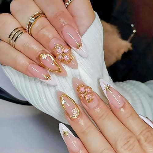 6 Packs (144 Pcs) | Reusable Press on Nails | Stick on Nails 12 Sizes-6 Styles|Almond Nails thumbnail 2
