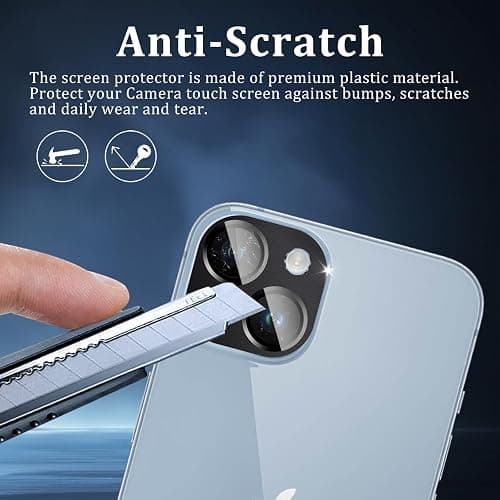 1 Pack Camera Lens Protector for iPhone 14 6.1 inch/iPhone 14 Plus 6.7 inch, Full Coverage 9H Tempered Glass Metal Frame, Case Friendly, Anti-scratch (Black) thumbnail 6