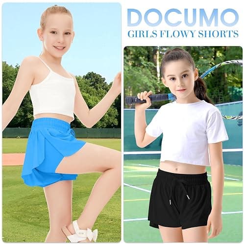 Girls Flowy Shorts Butterfly Shorts for Kids with Pocket 2-in-1 Athletic Shorts Running Shorts for Girls thumbnail 4