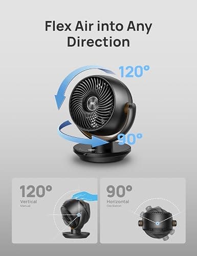 Dreo Fan for Bedroom, Desk Air Circulator Fan with Remote, 11 Inch Table Fans for Whole Room, 60ft Powerful Airflow, 120° Vertical Manual +90° Oscillating Fan, 4 Speeds, 8H Timer, Quiet Fan, Home - Black thumbnail 4