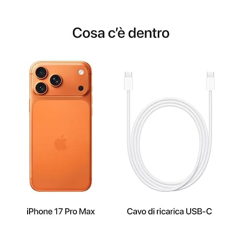 Apple iPhone 17 Pro Max 256 GB: display 6,9", ProMotion fino a 120Hz, chip A19 Pro, autonomia mai vista su iPhone, sistema di fotocamere Pro Fusion, fotocamera frontale Center Stage; Arancione cosmico thumbnail 6