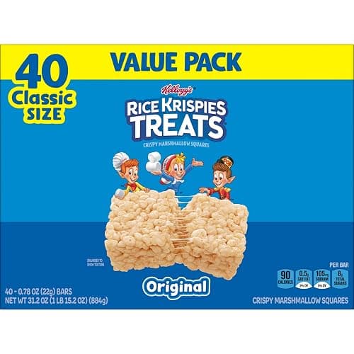 Rice Krispies Treats Crispy Marshmallow Squares, Kids Snacks, Cereal Bars, Original, 31.2oz Box (40 Bars) thumbnail 10