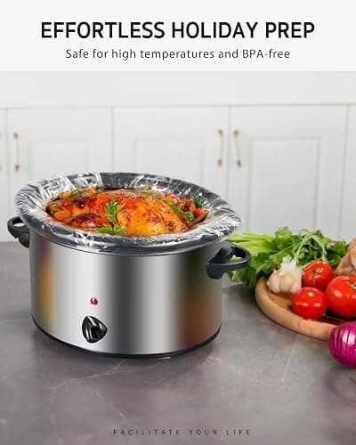 Syntus Slow Cooker Liners, 30 Count Cooking Bags Large Size Disposable Pot Liners Plastic Bags, Fit 3QT to 8QT for Slow Cooker Cooking Trays, 13"x 21", 30 Liners thumbnail 8