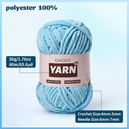 24 Pack Chenille Velvet Yarn - Baby Yarn for Crocheting Soft - Amigurumi Yarns Set with 1200g(1574yd) Crochet Yarns Crochet Hook、Stitch Markers、Fluffy Stuffing、Accessories thumbnail 3