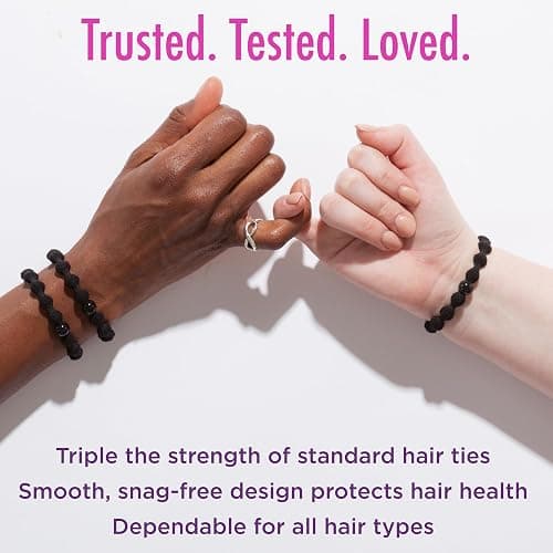 Goody Ouchless Forever Hair Elastics, 10 Ct, Brown & Black, 6MM, Damage-Free, 3X Stronger Ties, Retainable Shape, 16 Strand Inner Core, Styling Accessories for Women & Men, All Hair Types thumbnail 6